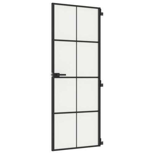 Dør 76x201,5 cm hærdet glas og aluminium sort