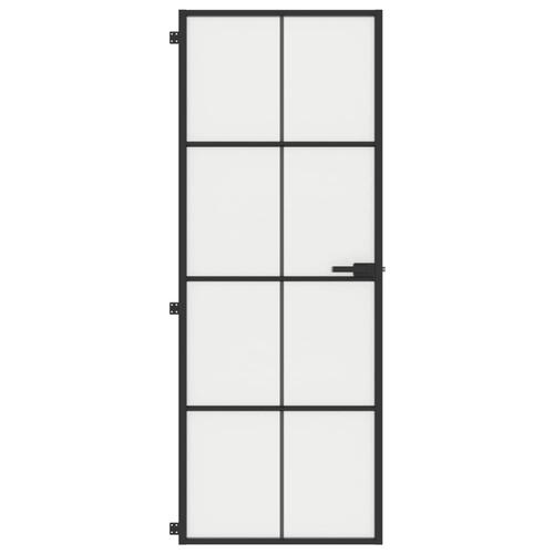 Dør 76x201,5 cm hærdet glas og aluminium sort