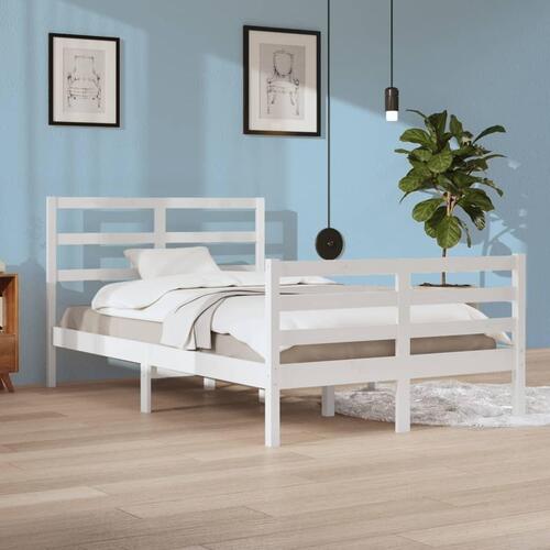 Sengeramme 120x200 cm massivt fyrretræ hvid