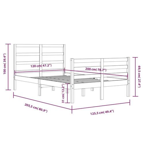 Sengeramme 120x200 cm massivt fyrretræ hvid