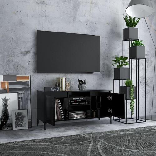 Tv-skab med metalben 103,5x35x50 cm sort