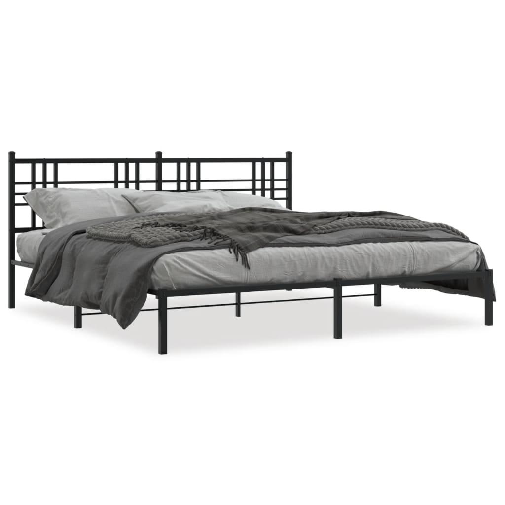 Sengeramme med sengegavl 183x213 cm metal sort