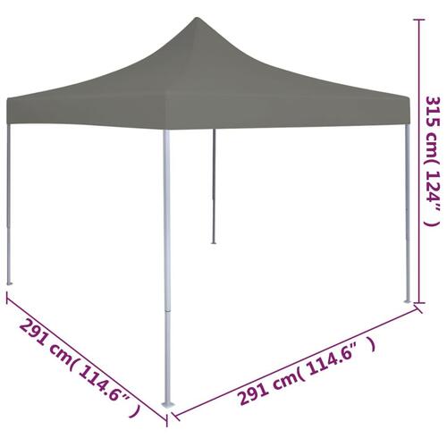 Foldbart festtelt pop-up 3 x 3 m antracitgrå