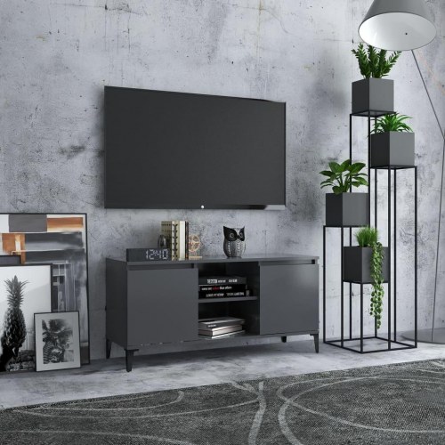 Tv-skab med metalben 103,5x35x50 cm grå