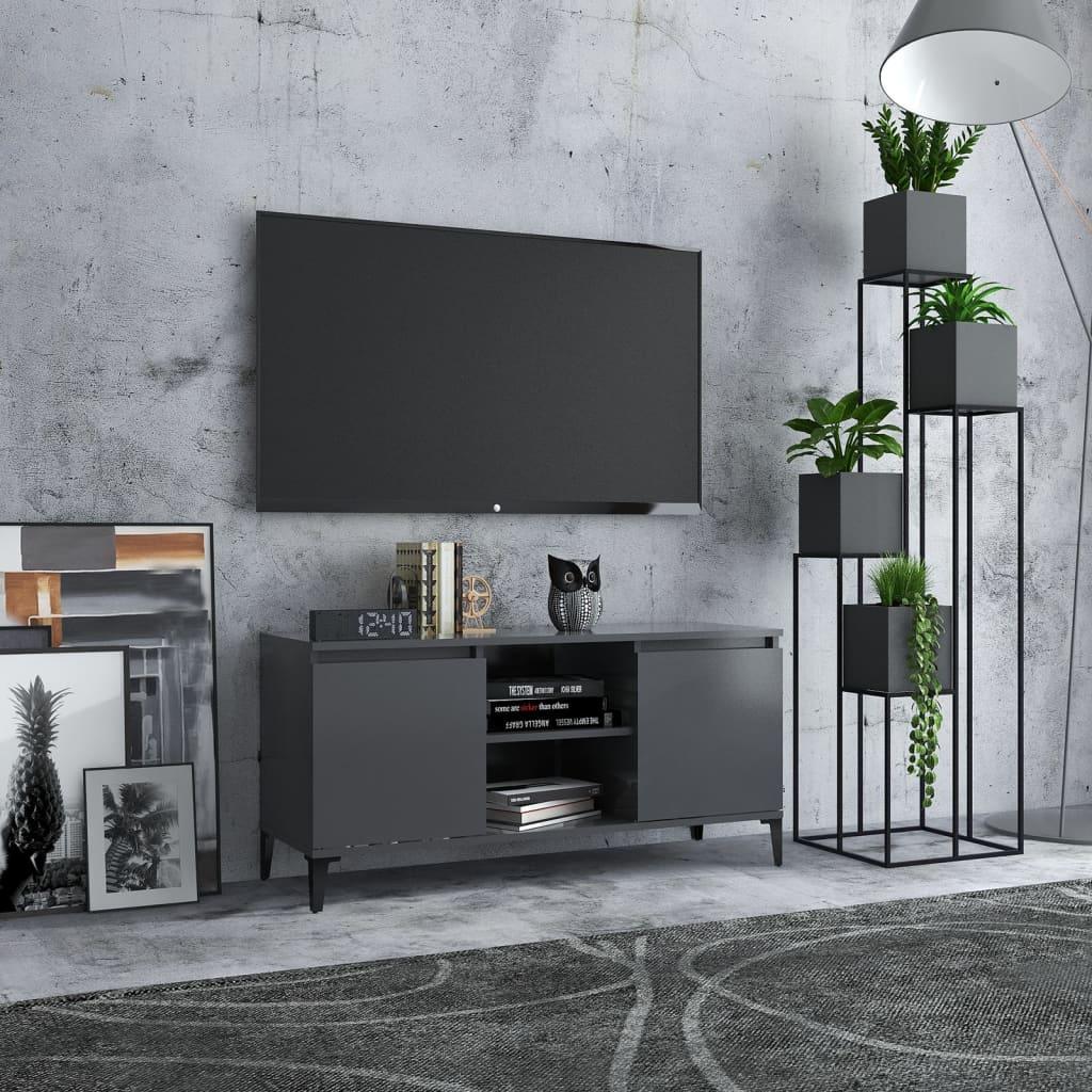 Tv-skab med metalben 103,5x35x50 cm grå