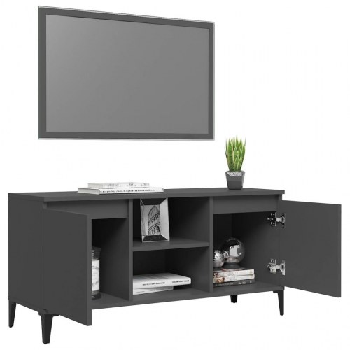 Tv-skab med metalben 103,5x35x50 cm grå