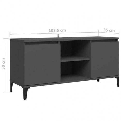 Tv-skab med metalben 103,5x35x50 cm grå