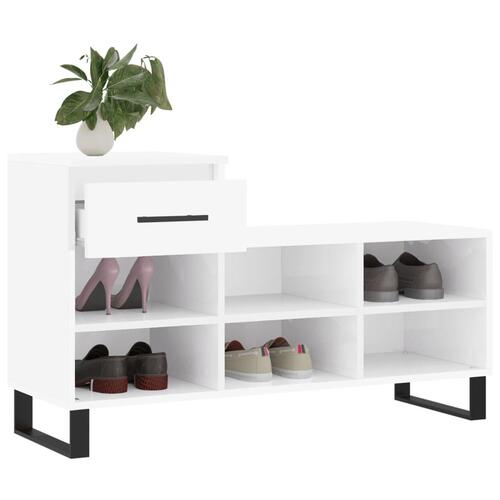 Skoreol 102x36x60 cm konstrueret træ hvid højglans