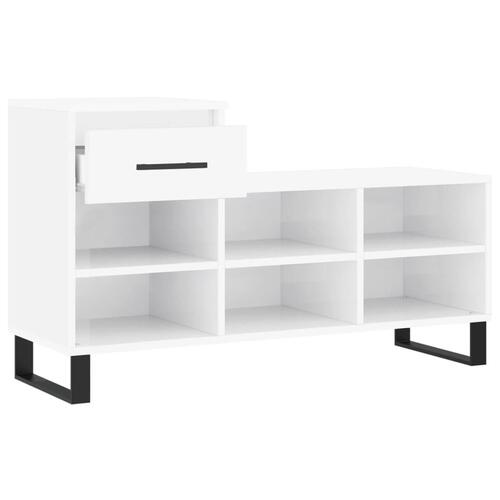 Skoreol 102x36x60 cm konstrueret træ hvid højglans