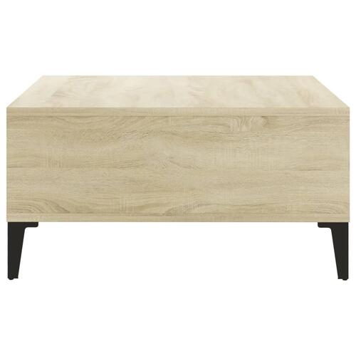 Sofabord 60x60x30 cm konstrueret træ hvid og sonoma-eg