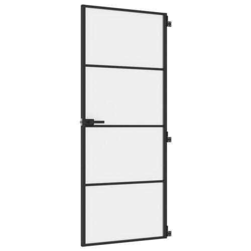 Dør 83x201,5 cm hærdet glas og aluminium sort