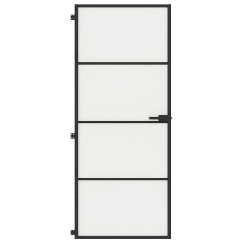 Dør 83x201,5 cm hærdet glas og aluminium sort