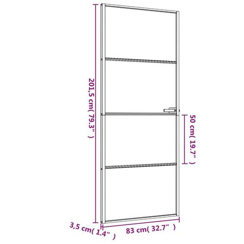 Dør 83x201,5 cm hærdet glas og aluminium sort