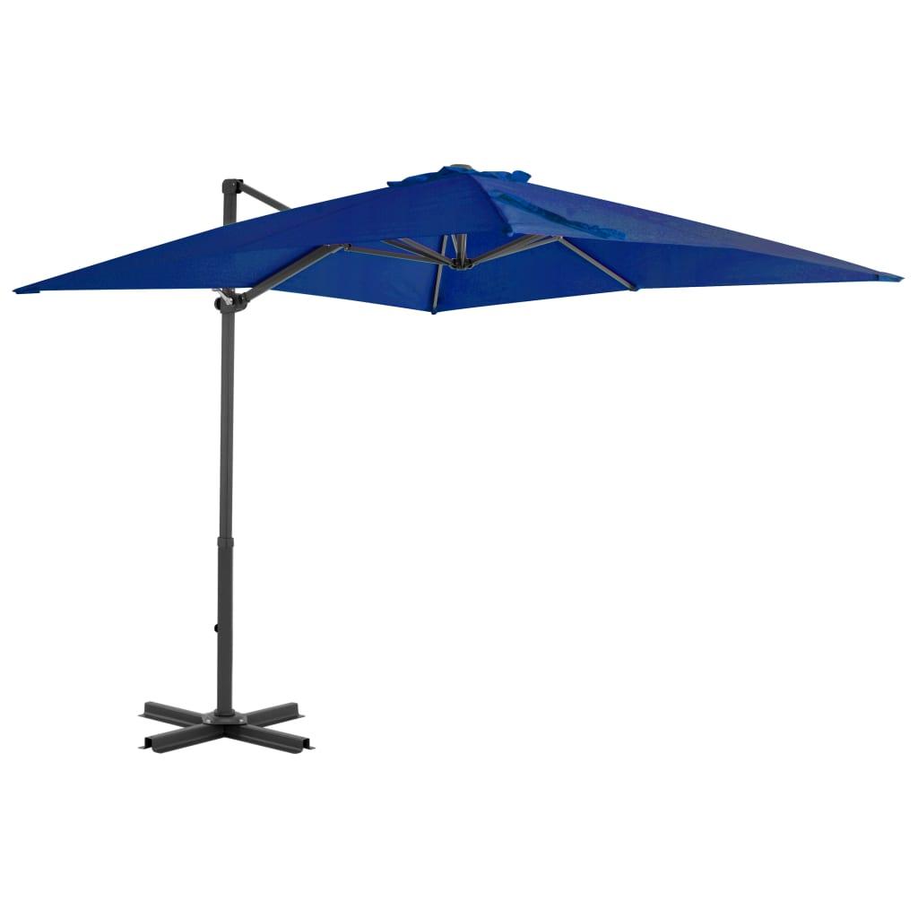 Hængeparasol med aluminiumsstang 250x250 cm azurblå