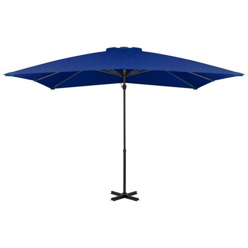 Hængeparasol med aluminiumsstang 250x250 cm azurblå