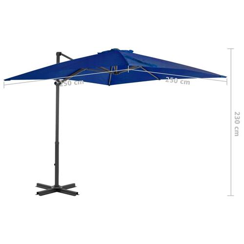 Hængeparasol med aluminiumsstang 250x250 cm azurblå