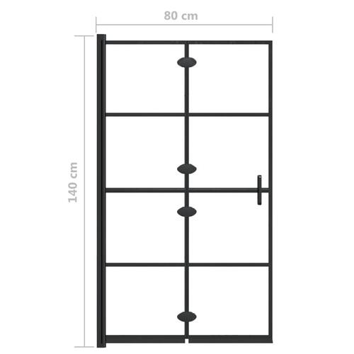Foldbar bruseafskærmning 80x140 cm sikkerhedsglas sort