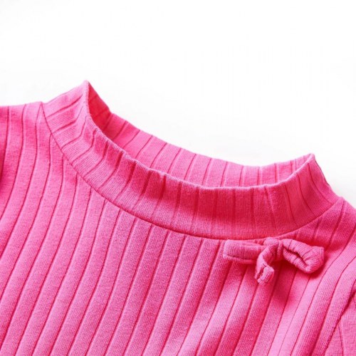 Langærmet T-shirt til børn str. 140 ribstrikket lyserød