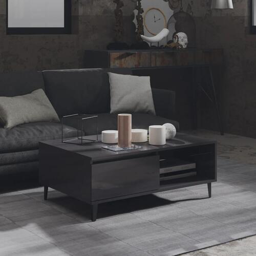 Sofabord 90x60x35 cm konstrueret træ grå højglans