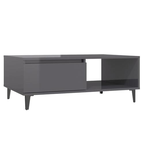 Sofabord 90x60x35 cm konstrueret træ grå højglans