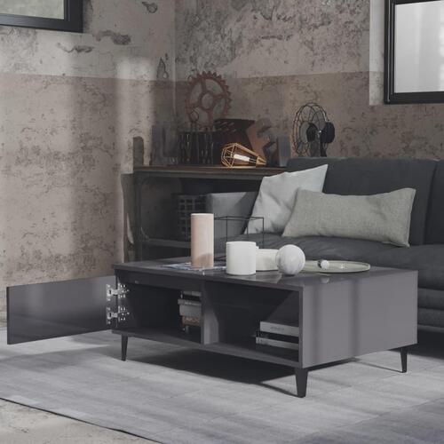 Sofabord 90x60x35 cm konstrueret træ grå højglans