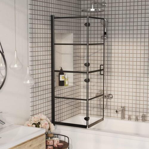 Foldbar bruseafskærmning 100x140 cm sikkerhedsglas sort