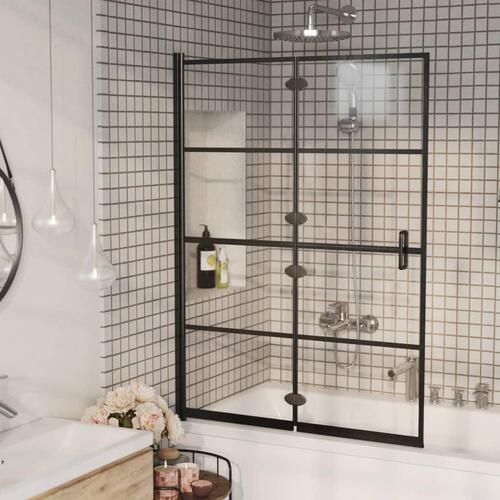 Foldbar bruseafskærmning 100x140 cm sikkerhedsglas sort