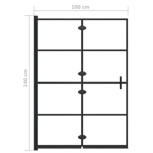 Foldbar bruseafskærmning 100x140 cm sikkerhedsglas sort