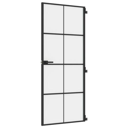 Dør 83x201,5 cm hærdet glas og aluminium sort