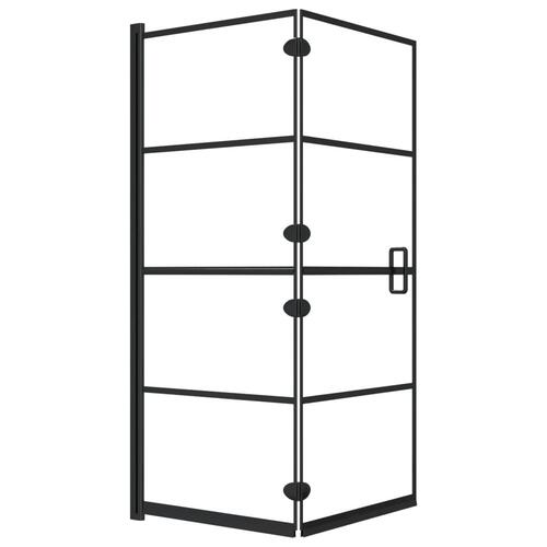 Foldbar bruseafskærmning 120x140 cm sikkerhedsglas sort