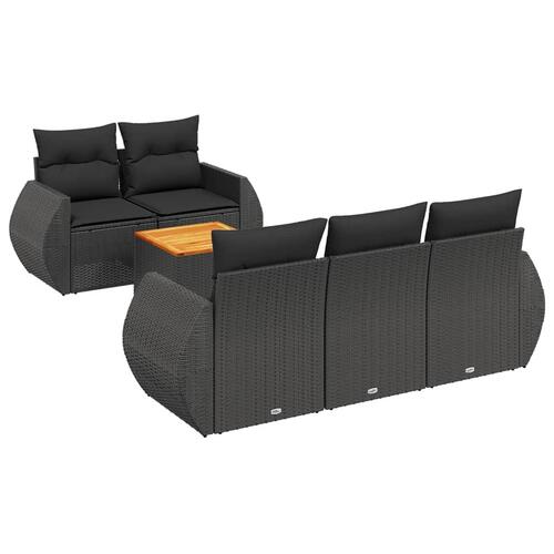 Sofasæt til haven 6 dele med hynder polyrattan sort