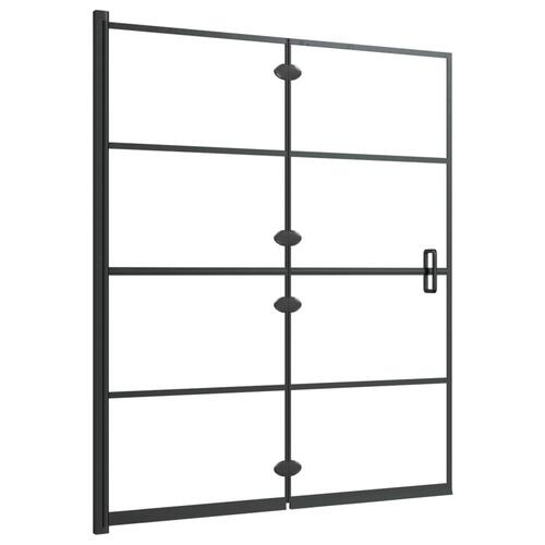 Foldbar bruseafskærmning 120x140 cm sikkerhedsglas sort