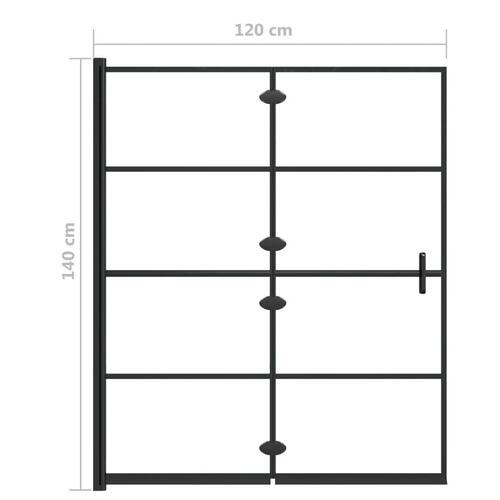 Foldbar bruseafskærmning 120x140 cm sikkerhedsglas sort