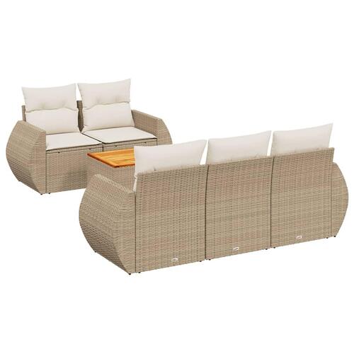 Sofasæt til haven 6 dele med hynder polyrattan beige