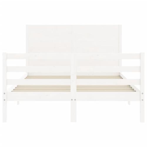 Sengeramme med sengegavl 140x200 cm massivt træ hvid