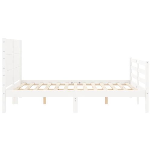 Sengeramme med sengegavl 140x200 cm massivt træ hvid