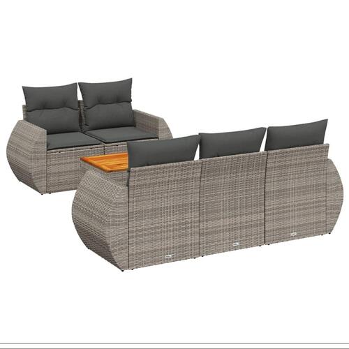 Sofasæt til haven 6 dele med hynder polyrattan grå
