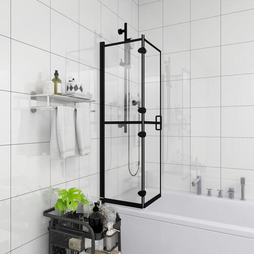 Foldbar brusekabine 80x140 cm sikkerhedsglas sort