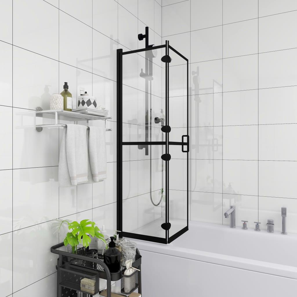 Foldbar brusekabine 80x140 cm sikkerhedsglas sort