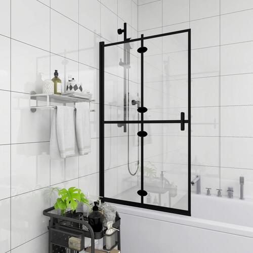 Foldbar brusekabine 80x140 cm sikkerhedsglas sort