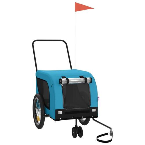 Hundetrailer til cykel oxfordstof og jern blå og sort
