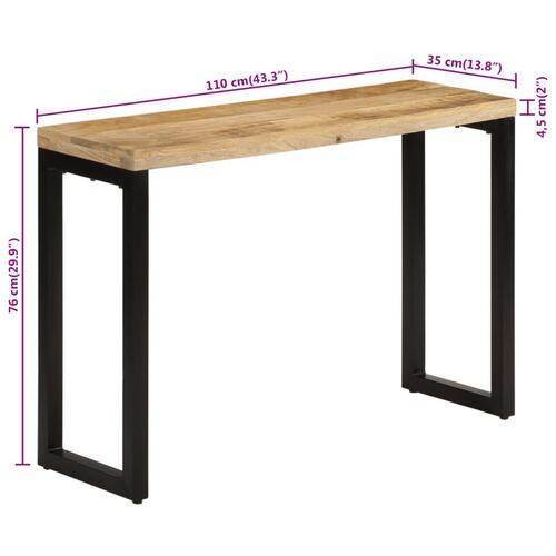 Konsolbord 110x35x76 cm massivt ru mangotræ