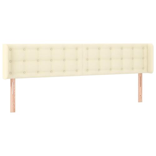Sengegavl med LED-lys 203x16x78/88 cm kunstlæder cremefarvet
