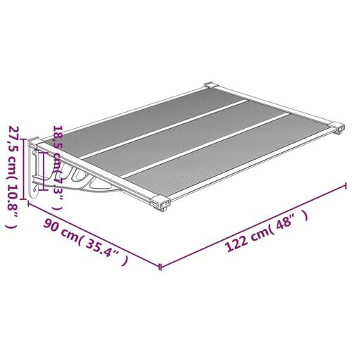 Dørbaldakin 122x90 cm polycarbonat grå og transparent