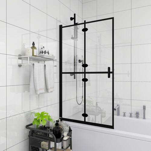 Foldbar brusekabine 100x140 cm sikkerhedsglas sort