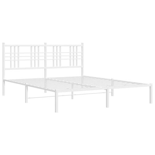 Sengeramme med sengegavl 160x200 cm metal hvid