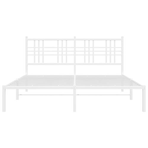Sengeramme med sengegavl 160x200 cm metal hvid