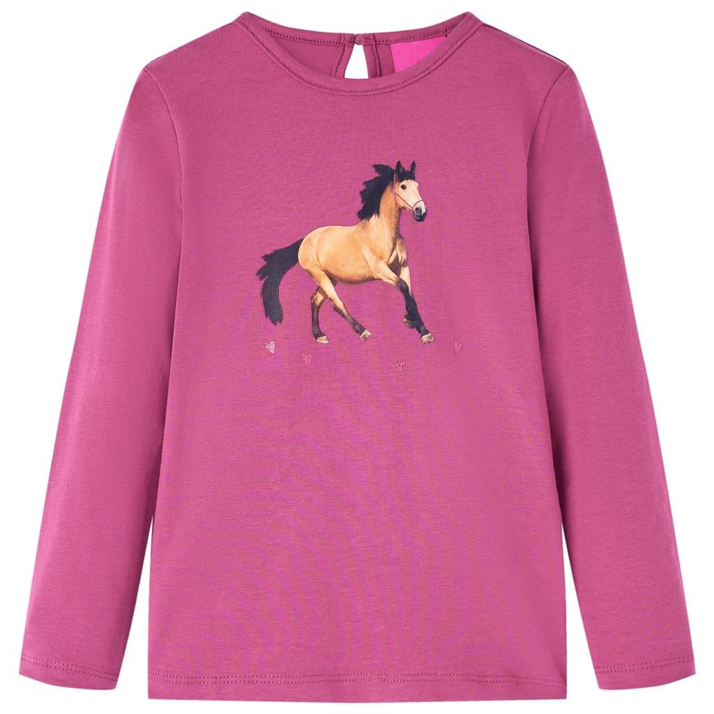 Langærmet T-shirt til børn str. 92 cm pink billede