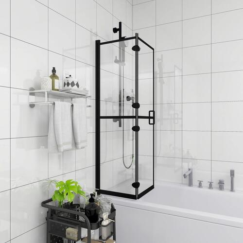 Foldbar brusekabine 120x140 cm sikkerhedsglas sort