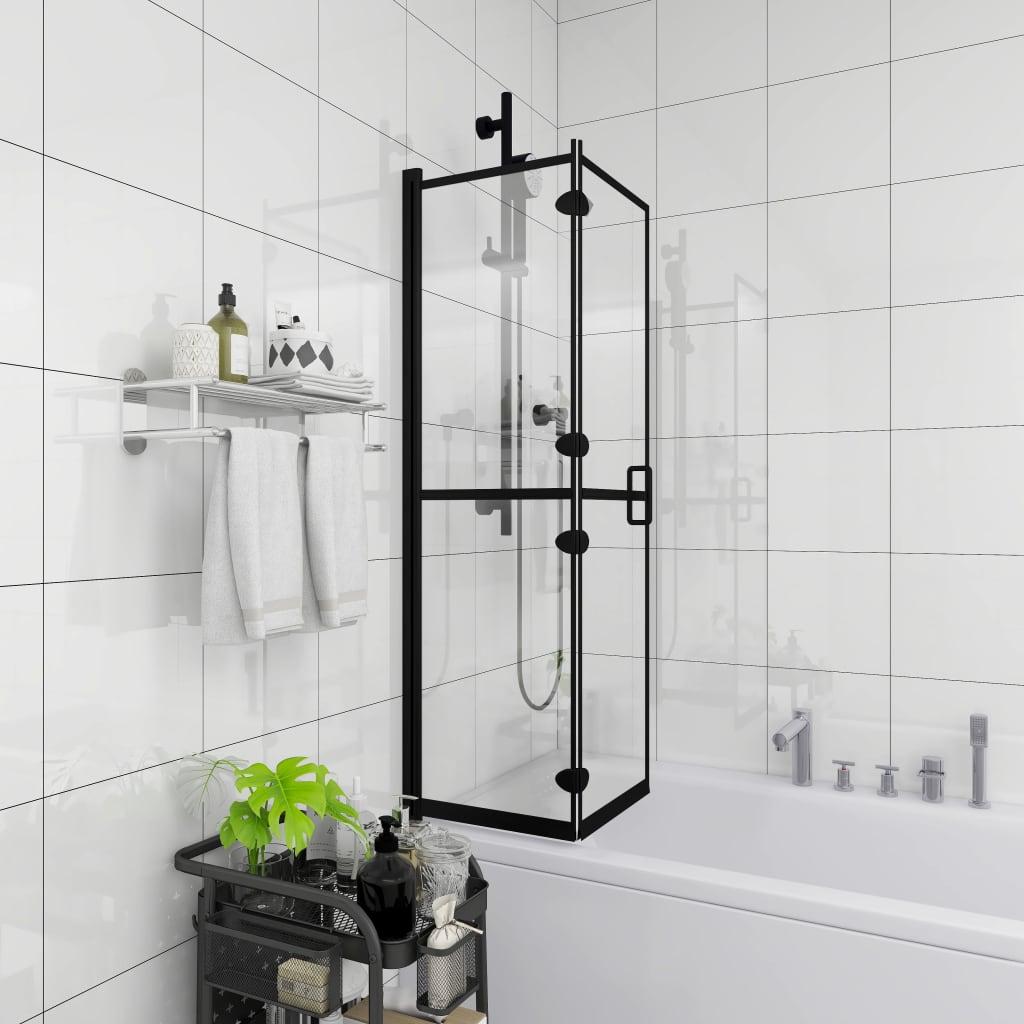 Foldbar brusekabine 120x140 cm sikkerhedsglas sort